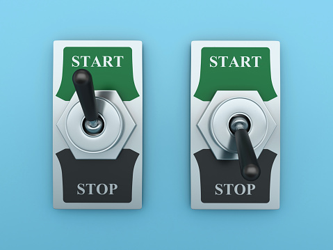 START STOP Switch - Colored Background - 3D Rendering
