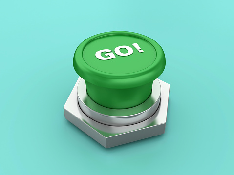 GO! Push Button - Colored Background - 3D Rendering