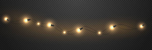 istock Glowing golden Christmas lights and New Year's garlands. 2150263732