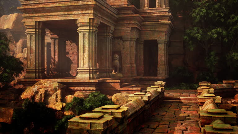 Ancient Temple Ruins Nestled in Dense Forest