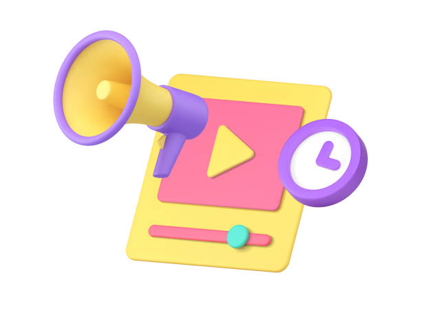 istock Video blog vlog channel online broadcasting time announce advertising 3d icon realistic vector 2150267063
