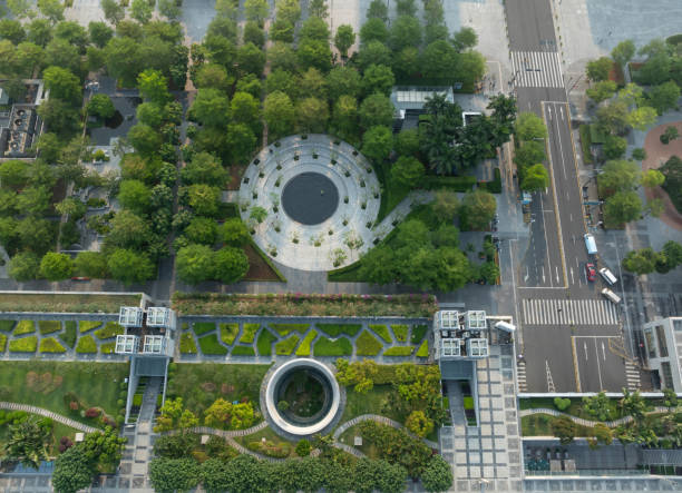 istock Aerial view of beautiful park landscape 2150268363