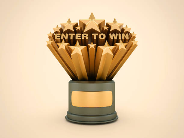 istock Gold Stars with ENTER TO WIN Phrase on Trophy 2150269161