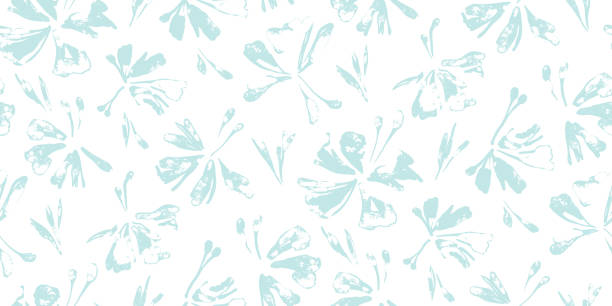 istock Elegant abstract floral seamless pattern - flowers. Repeating print with delicate petals and leaves. Simple minimalism. Solid blue color. 2150269196