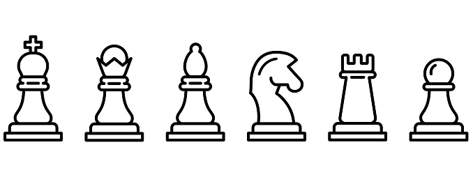 Minimal thin chess icon set. Chessman linear isolated. Chess figures vector icon.