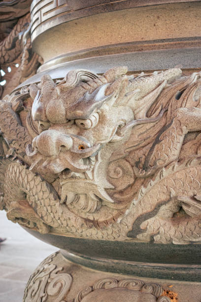 Singkawang, Kalimantan Barat, Indonesia - 14 September 2023: Dragon Statue Inside Buddhist Temple Thai Pak Kung