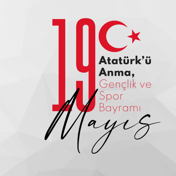 19 mayıs atatürk'ü anma, gençlik ve spor bayramı tebrik kartı. may 19 happy ataturk commemoration youth and sports day greeting card. - 19 mayis stock illustrations