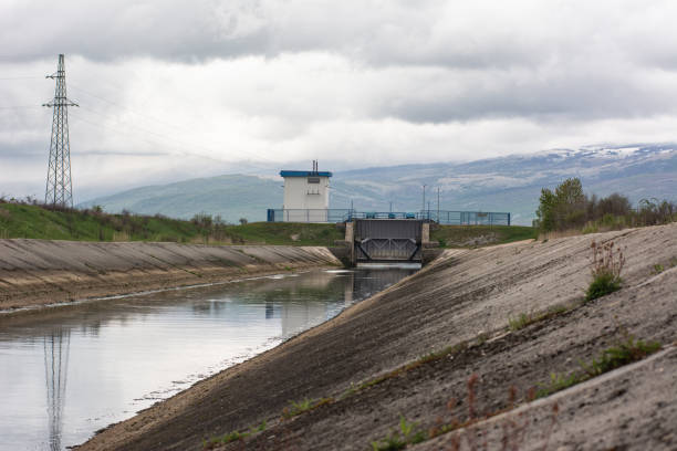 Oblique view of water inflow regulator in the karst field hydropower system