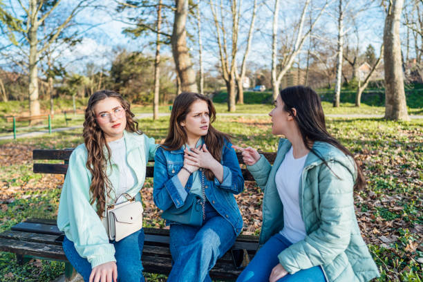 istock Female friends arguing in the park 2150278551