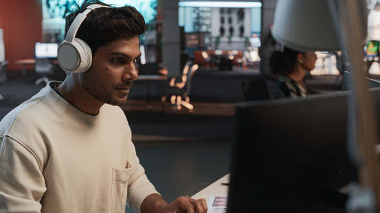 programmer studios Images High Quality Grahic Male Indian Game Programmer Coding On Desktop Computer In Game Design ...