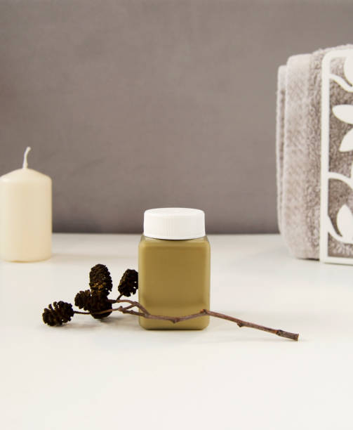 istock Beige cosmetic cream jar mockup. 2150287407