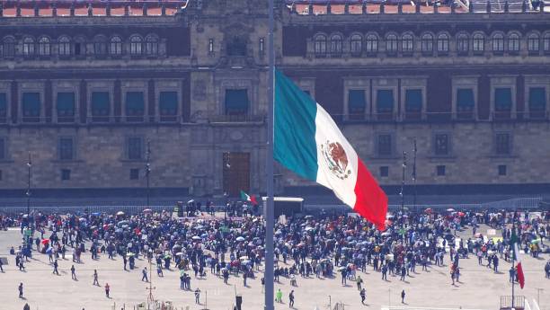 istock Mexico Flags in DF, Mexico City 2150289500