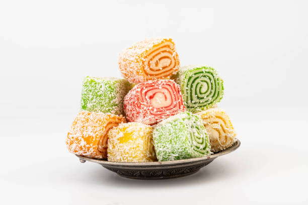 istock Traditional Turkish delight isolated on white background. Close up. 2150292093