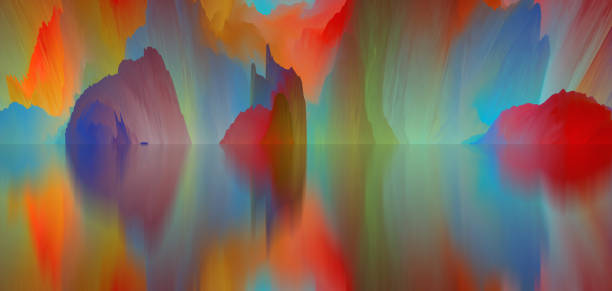 istock Magical world. Abstract Landscape, surreal lake and reflections. art, creativity and imagination. 3d illustration 2150292163