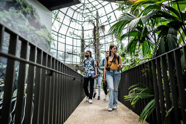 istock Friends on an expedition through the botanical garden 2150293334