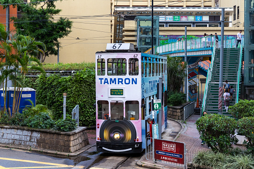 Hong Kong - April 25, 2024 : Causeway Bay Tram Terminus in Hong Kong Island, Hong Kong.