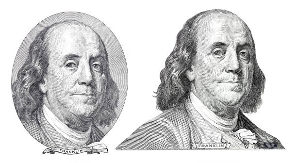 istock Benjamin Franklin cut from new and old 100 dollars banknote 2150296664
