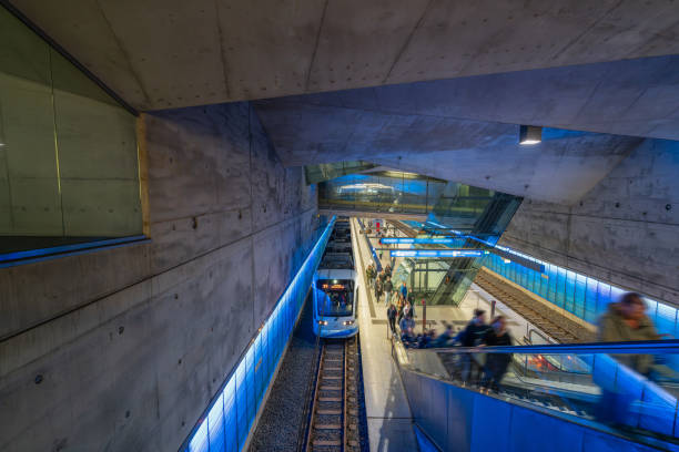 Bochum, North Rhine Westphalia, Germany, March 13, 2024. Rathaus Metro station. Modern brutalist architecture.Bochum, North Rhine Westphalia, Germany, March 13, 2024. Rathaus Metro station. Modern brutalist architecture.