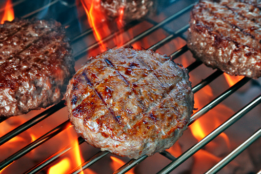 Grilled hamburger meat