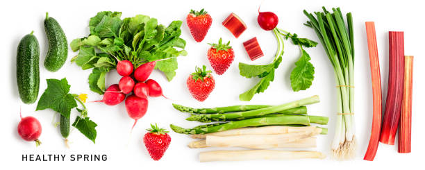istock Spring healthy vegetable fruits collection isolated on white background 2150303116