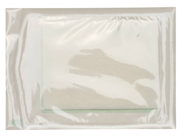 istock Plastic transparent bag with sterile medical compress on isolated background 2150303201