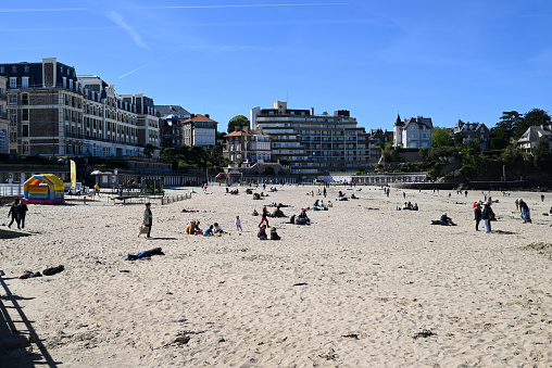 Dinard, France, april 18, 2024 : Ecluse beach in Dinard on a sunny day