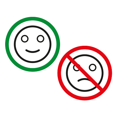Customer feedback concept. Happy and unhappy face icons. Satisfaction rating symbols. Vector illustration. EPS 10. Stock image.