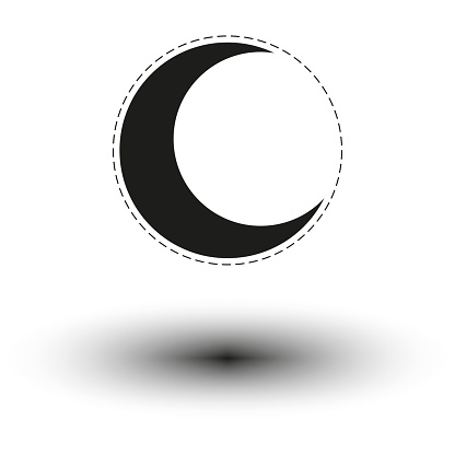Minimalistic crescent shape. Shadowed abstract icon. Floating geometric object. Vector illustration. EPS 10. Stock image