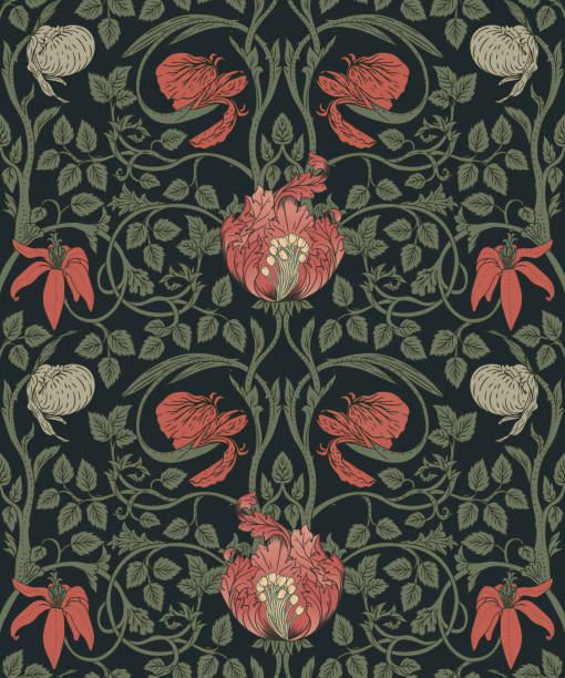 Floral vintage seamless pattern for retro wallpapers. Enchanted Vintage Flowers.  Arts and Crafts movement inspired. Design for wrapping paper, wallpaper Floral vintage seamless pattern for retro wallpapers. Enchanted Vintage Flowers.  Arts and Crafts movement inspired. Design for wrapping paper, wallpaper, fabrics and fashion clothes. william morris art stock illustrations