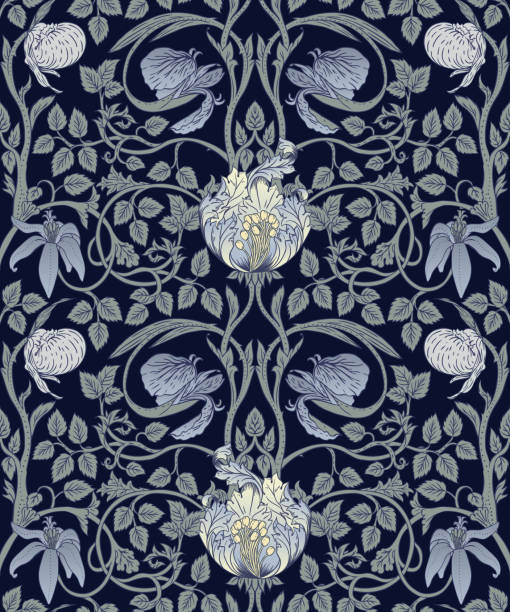 Floral vintage seamless pattern for retro wallpapers. Enchanted Vintage Flowers.  Arts and Crafts movement inspired. Design for wrapping paper, wallpaper Floral vintage seamless pattern for retro wallpapers. Enchanted Vintage Flowers.  Arts and Crafts movement inspired. Design for wrapping paper, wallpaper, fabrics and fashion clothes. william morris art stock illustrations