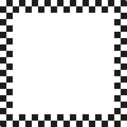 Transparent checkerboard pattern frame. Chessboard border design. Background transparency concept. Vector illustration. EPS 10. Stock image.