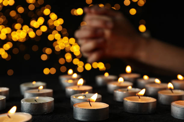 istock Concept of sadness and sorrow - sorrow candles 2150310737