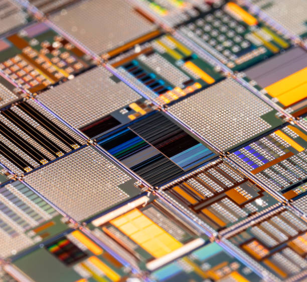istock Silicon semiconductor wafer close-up. In electronics, a wafer also called a slice or substrate is a thin slice of semiconductor, a crystalline silicon, used for the fabrication of integrated circuits 2150310804