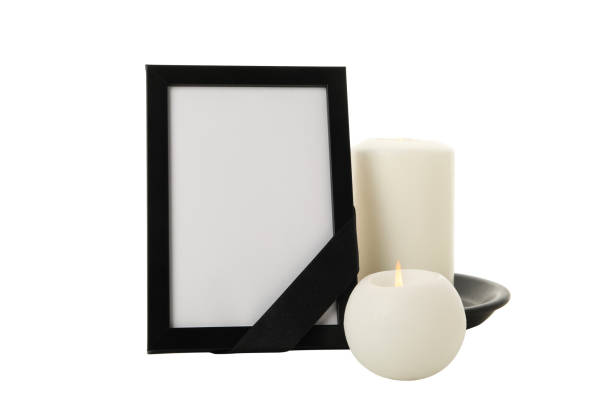 istock PNG, mourning candles with photo frame isolated on white background. 2150310885