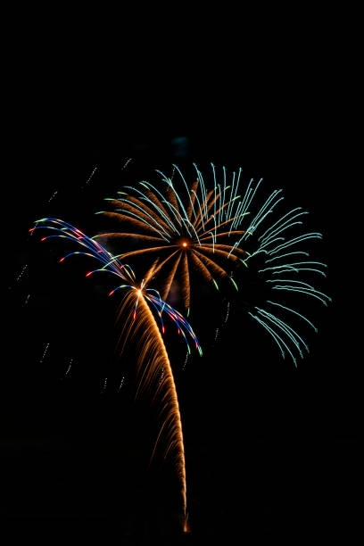 colourful firework display set for celebration happy new year and merry christmas and  fireworks on black background