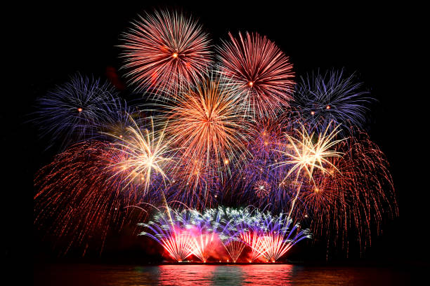 istock colourful firework display set for celebration happy new year and merry christmas and  fireworks on black background 2150313176