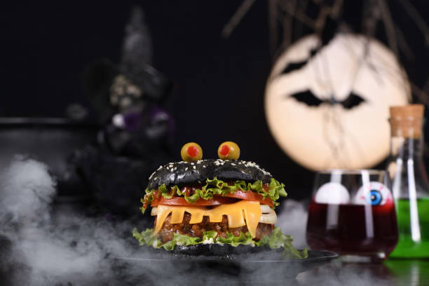 istock Halloween Monster black burger 2150314808