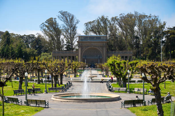 Golden Gate Park Bandshell with trees in San Francisco during springtime day