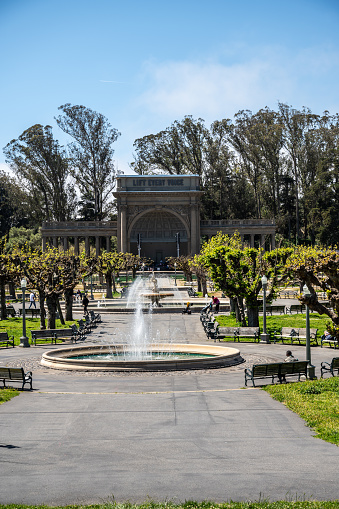 Golden Gate Park Bandshell with trees in San Francisco during springtime day