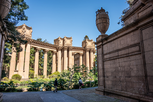 Columns at Palace of Fine Arts of San Francisco during springtime day