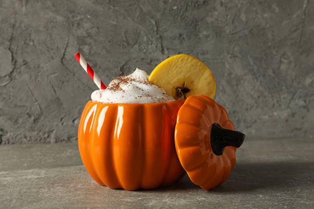 istock Coffee in glass pumpkin on gray background 2150318688
