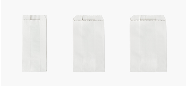 White takeaway paper bags in various sizes