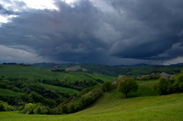 istock hilly panorama in stormy air 2150320407