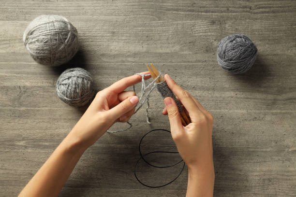 istock Hobby - knitting, concept of cozy home hobby 2150321829