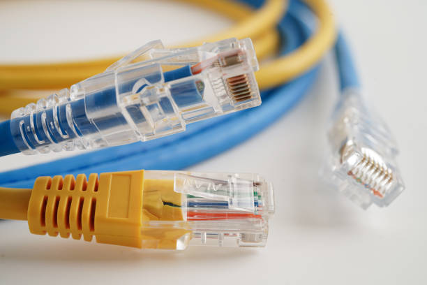 istock Ethernet cable for connect to wireless router link to internet service provider network. 2150323689