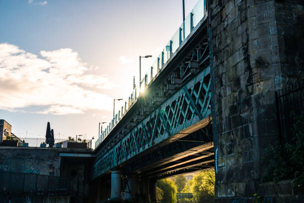 Industrial atmosphere under the historical rail bridges in Bath