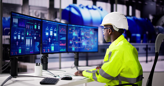 Engineer Operator Using Scada System Stock Photo - Download Image Now ...
