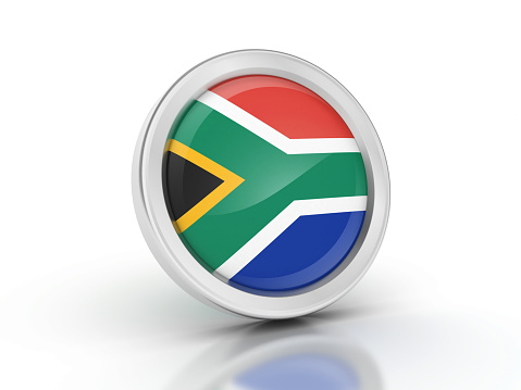 South African Flag Icon - White Background - 3D Rendering