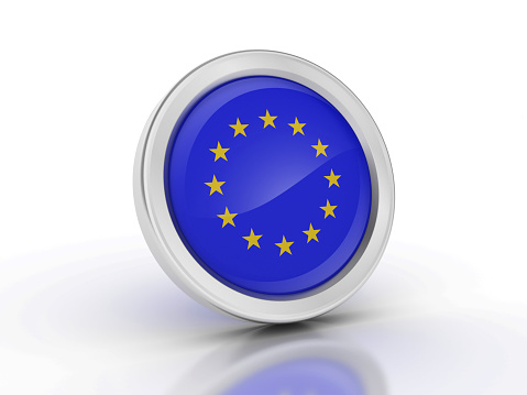 European Flag Icon - White Background - 3D Rendering