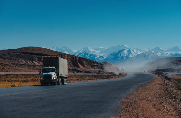 istock Truck on high mountains road, dramatic colors 2150334258
